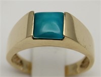 Ladies 14kt yellow gold channel set turquoise