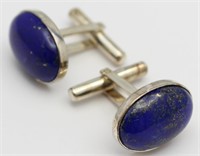 Sterling silver, Lapis stone cuff links 9.41g
