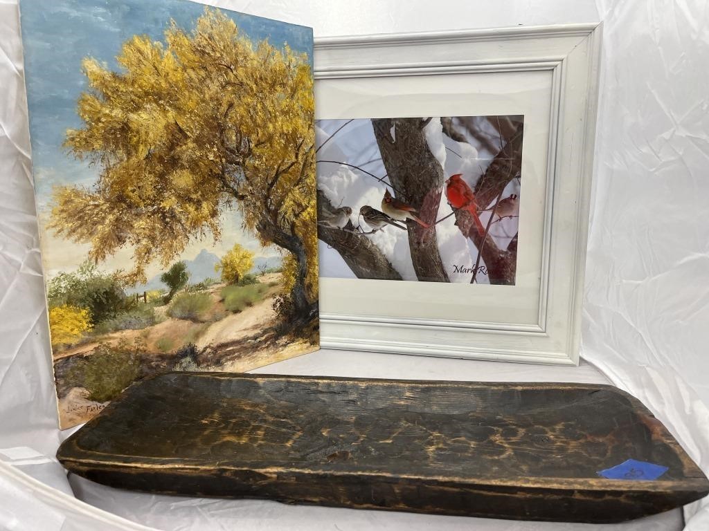 Wood Tray & 2 Pictures