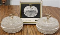 Two Fostoria Hostess Candy Dishes w/Covers