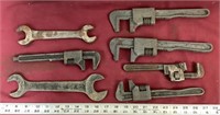 Lot of Vintage Pipe Wrenches and Crescent Wrenches