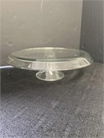 Unique design heavy clear glass cake plate