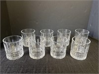 Set of 8 low ball whiskey glasses, approx 3 5/8in
