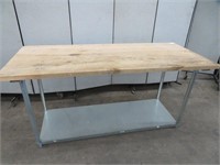 6' BUTCHER BLOCK TOPPED 2 TIER WORK TABLE 72"X 30"