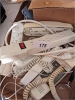 Power Strips, Vintage Telephone, Assorted Pens
