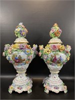 2 Dresden Carl Thieme Potschappel Urns Porcelain