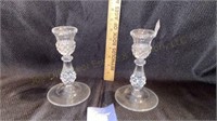 Pr Of Longchamp Crystal 6 1/2" Candlesticks