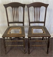 Pair of Spindle Back Woven Cane Seat Chairs