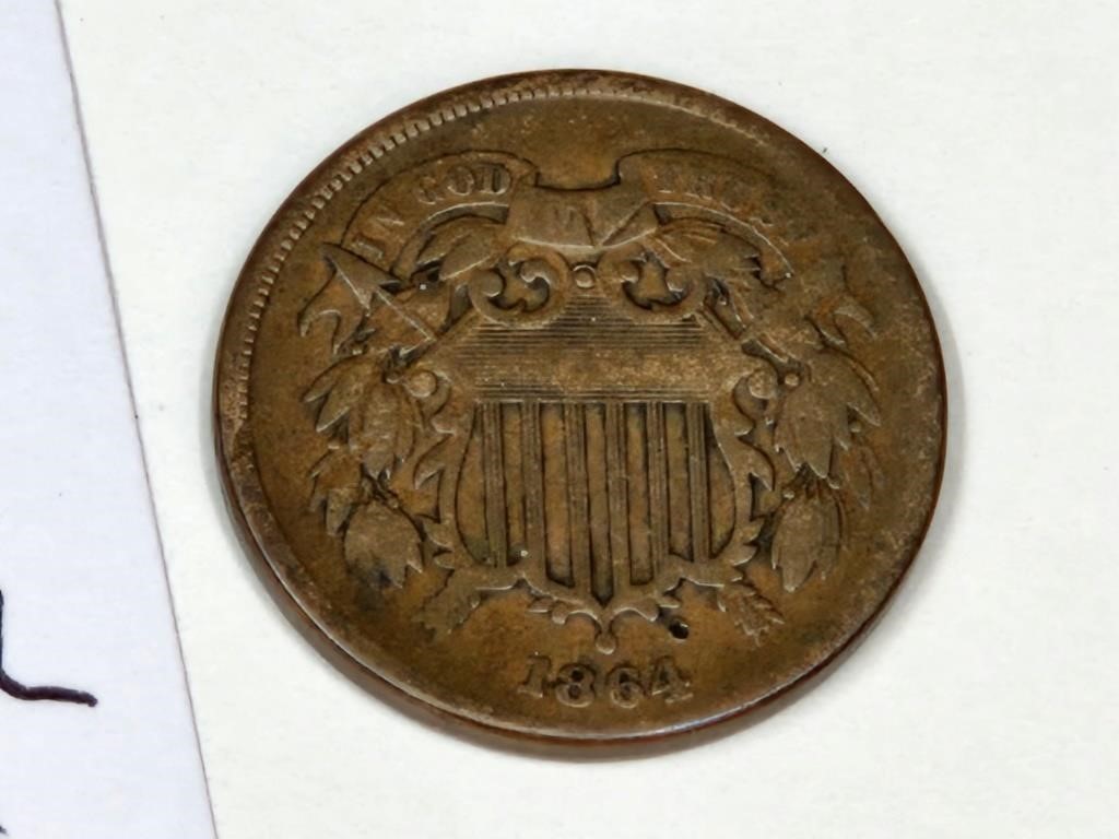 1864 Two Cent Piece Coin