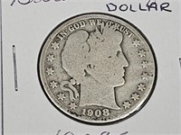 1908 S Silver Barber Half Dollar Coin
