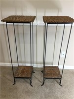 Two 3 foot tall x 12.5” square metal and basket