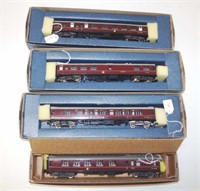 Four Lilliput H0 railway carriages