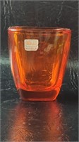 Viking Glass Orange Heavy Small Vase UV Reactive