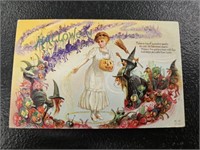 Antique Nash H-12 Embossed Halloween Postcard-