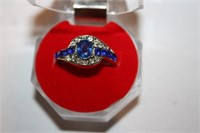 Woman Blue Sapphire Alloy Engagement Ring Size 7