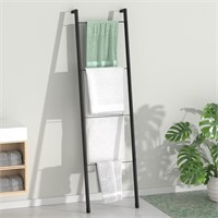 Black Metal Blanket Ladder  4-Tiers Towel Rack
