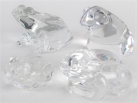 Group of Signed Crystal Frog Paperweights