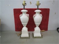 Pair of Table Lamp with Applied Flowers