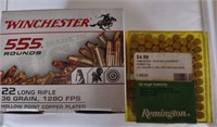 Winchester 555 rounds & Remington 100rnds.22 lr