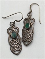Sterling Silver Green Stone Earrings