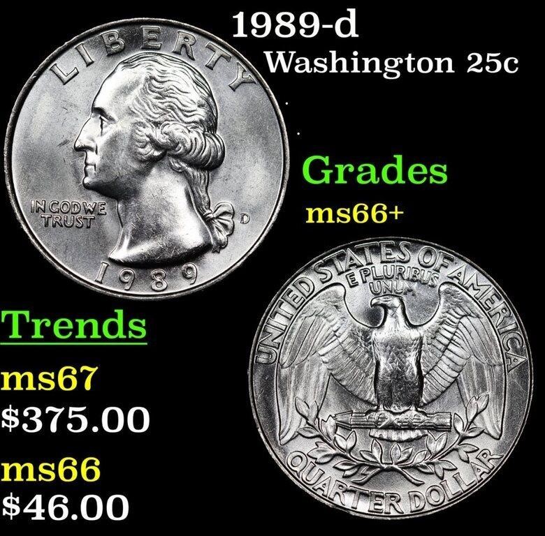 1989-d Washington Quarter 25c Grades GEM++ Unc