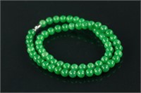Chinese Green Jade Carved Necklace
