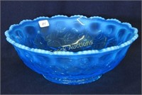 Honeycomb and Clover deep round bowl - blue opal