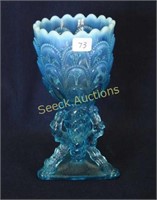 Beads & Bark 6" vase or open compote - blue opal