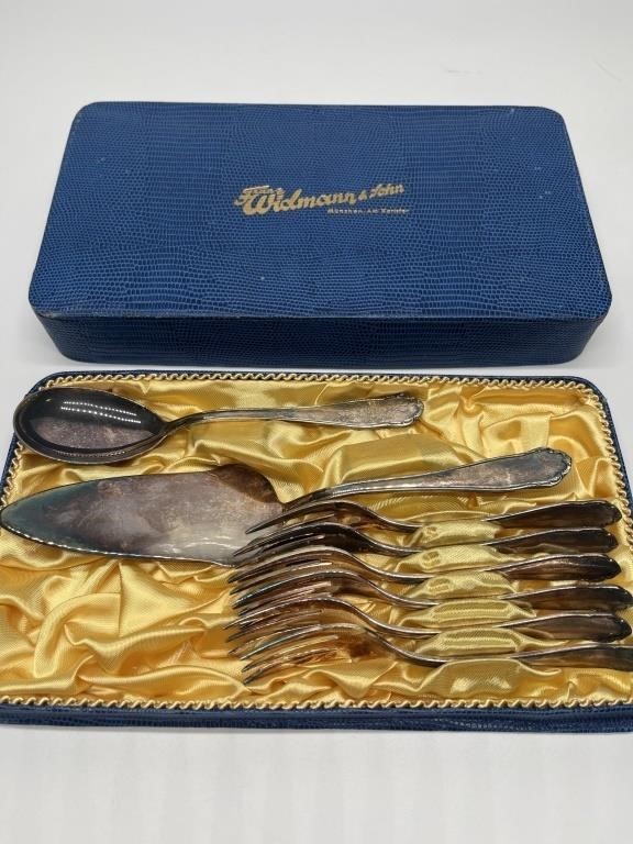 Vintage German Silver Plate Utensils in Case