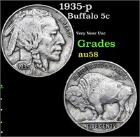 1935-p Buffalo Nickel 5c Grades Choice AU/BU Slide