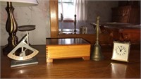 Small Scale, Wind Up Clock, Bell & Wooden Box