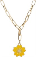Elegant Yellow Sakura Paperclip Necklace