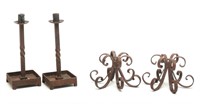 Wrought Iron Candlesticks, Two Pair