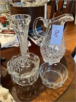 ASST CRYSTAL PIECES - VASE, PITCHER AND BOWLS