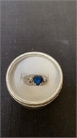 Size 9 blue cz heart skull ring