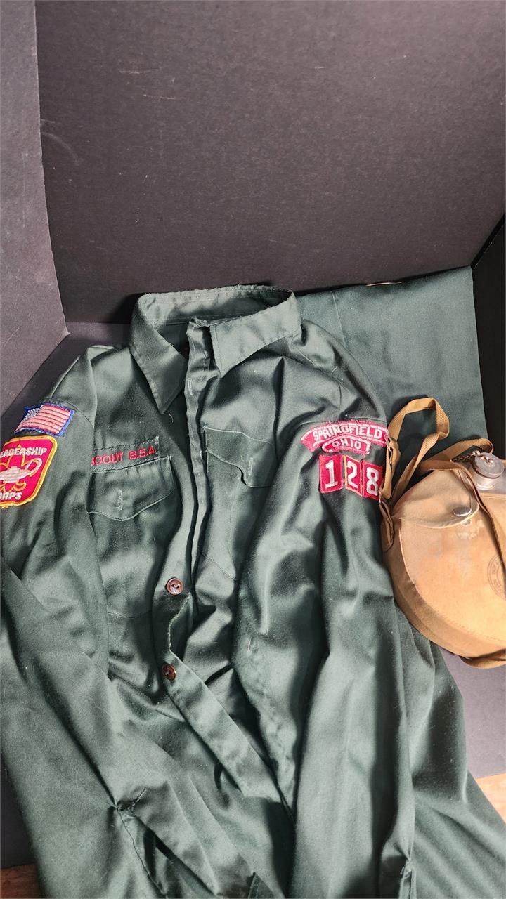 Vintage Boy Scout uniform and canteen