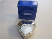 International Silver Heart Shaped Trinket Box