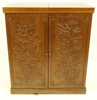 ASIAN CARVED MAHOGANY MARBLE TOP BAR