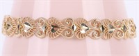 14K YELLOW GOLD HEART-LINK LADIES BRACELET