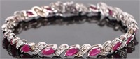 14K WHITE GOLD RUBY DIAMOND LADIES BRACELET