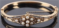 ANTIQUE 14K GOLD VINTAGE PEARL FILIGREE BRACELET