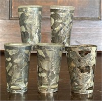 Five Sterling Silver Shot Glass Overlays