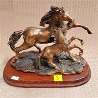Bronze Plated Resin 2 Horses Sculpture