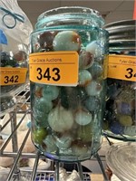 ANTIQUE JAR W MARBLES