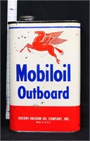 Vintage 1qt Mobiloil Outboard Motor oil can