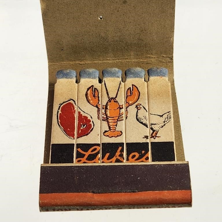 LUKE'S RESTAURANT ADV. FEATURE MATCHBOOK