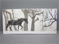 ~ Horse in Snow on Canvas by Platz - 18x38"
