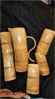 HANDMADE BAMBOO PITCHER AND CUPS
