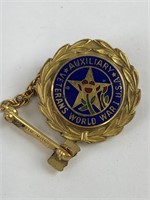 Vintage World War I Auxiliary Veterans Pin 10k GF
