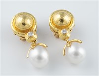 Elizabeth Locke 19k pearl drop earrings.